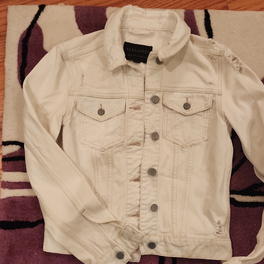 All Saints Women's Cream Denim Jacket